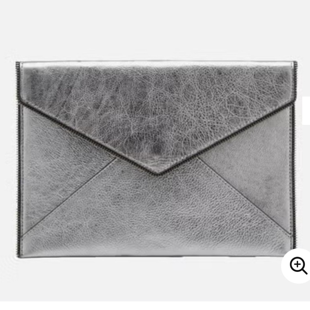 Rebecca Minkoff Leo Metallic Clutch in Silver